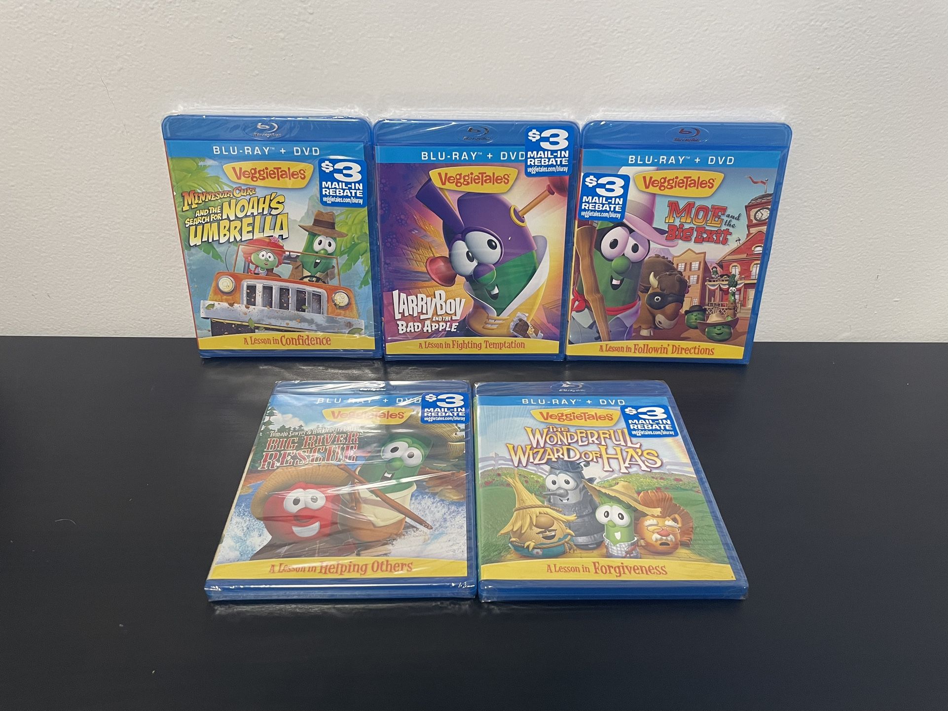 VeggieTales Blu Ray DVD Combo 5 Movie Bundle NEW SEALED Big River Noas Umbrella