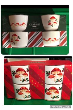 Christmas - Mushroom decorated bowls, $14/each