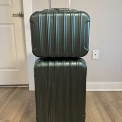 Brandnew, Suitcase Set(20”+14”) Bellows, Never Used Green, Blue, Pink And Gray