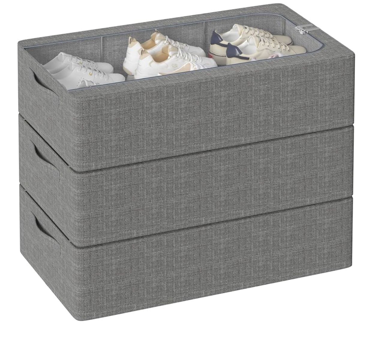 Under Bed Storage Bins with Metal Frame, Shoe Organizer for Closet with Large Clear Windw,Foldable