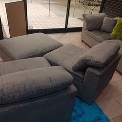 *Memorial Day Now*---Lima Floating Gray Fabric Sectional Sofa W/Ottoman---Delivery And Easy Financing Available👏
