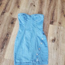 Denim Dress CUPPED CORSET BUTTON FRONT DENIM DRESS size S