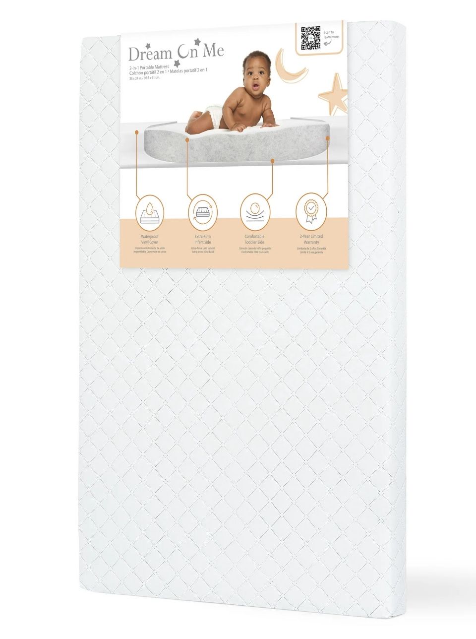 Dream On Me 2-In-1 Breathable Two-Sided 3" Portable Mini Crib Mattress