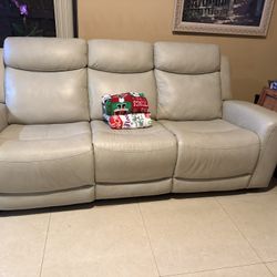 Leather Power Recliner Sofa And Loveseat Console
