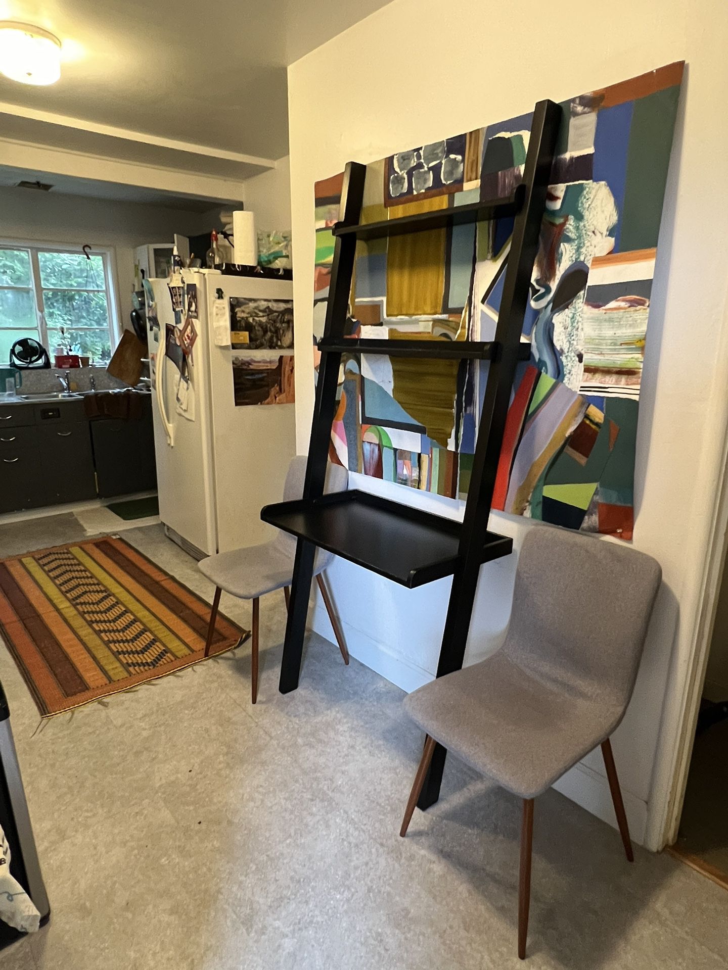 Leaning desk with shelves
