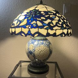 Vintage Tiffany Style Table Lamp Glass