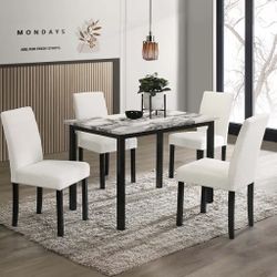 5-Pcs Dining Set Table + 4 Chairs