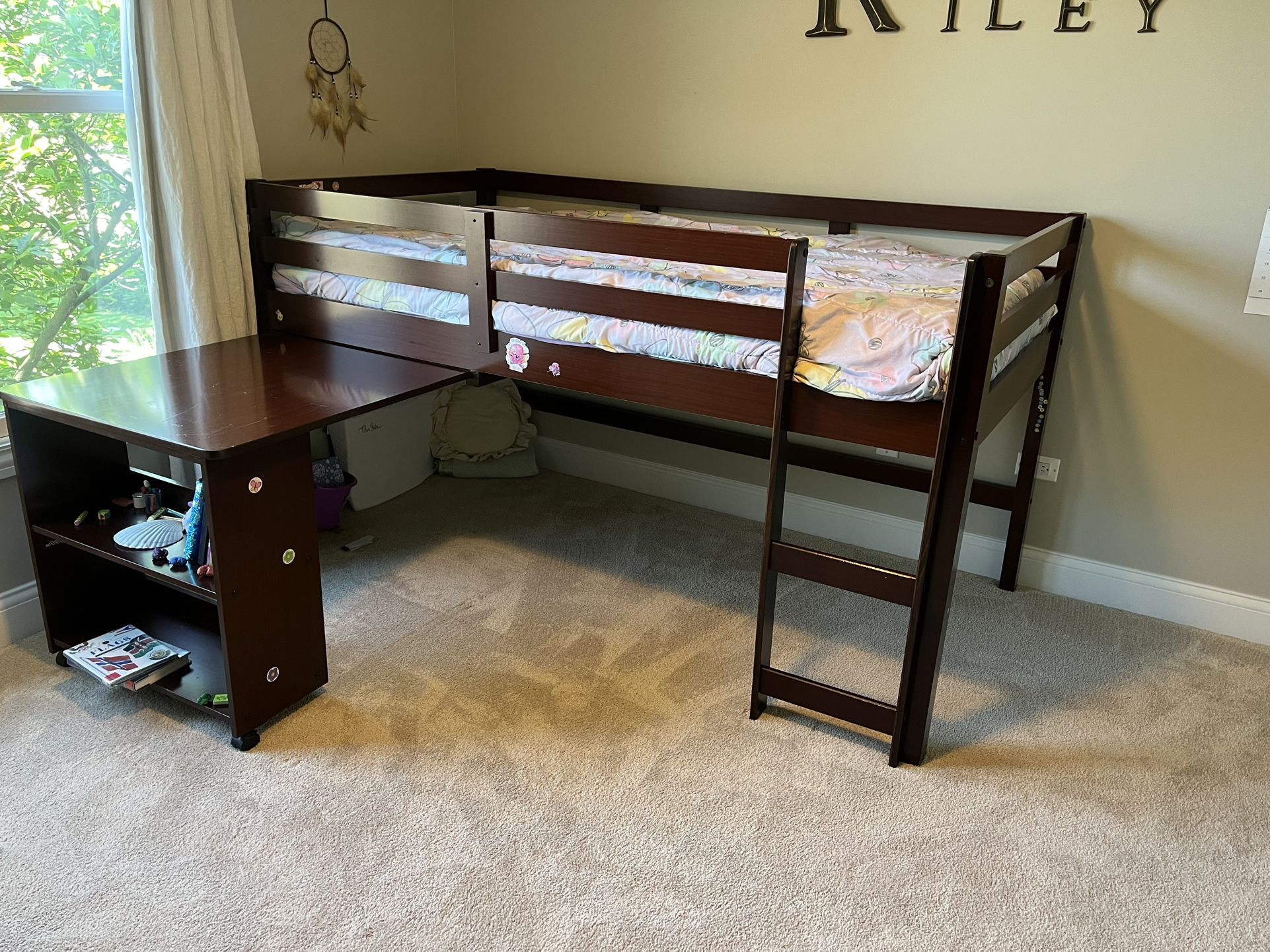 Kids Loft Bed With Desk And Book Case