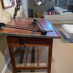 Antique Solid Oak Drafting Table 