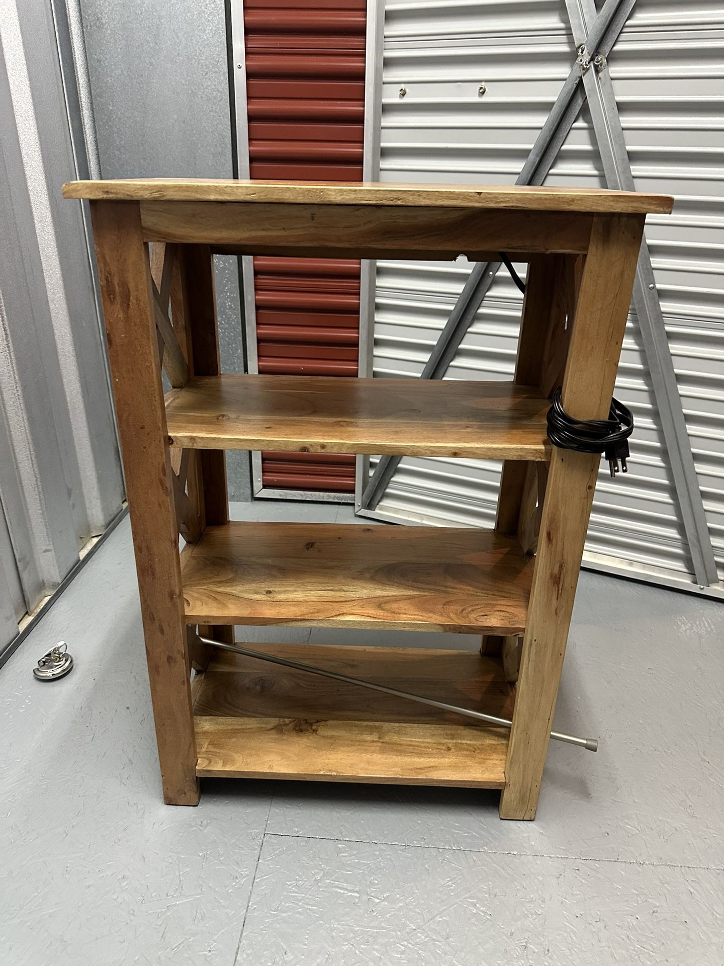 Sturdy Rustic Wooden Bookshelf W/ Outlets