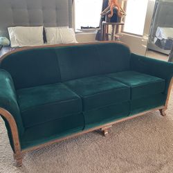Vintage Green Velvet Couch