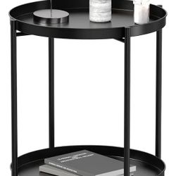 Waterproof Small Sofa Coffee Side Tables Bedroom Indoor Outdoor with Removable Tray for Living Room Bedroom Balcony and Office (Black)