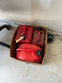 Red Plastic Gas Cans Set of 3