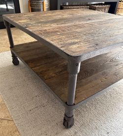 Industrial Coffee Table w/ wheels