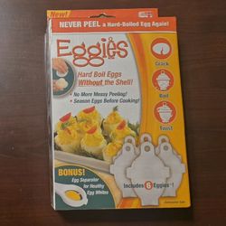 Eggies Hard Boiled Egg Cooker Set No Shell 6 Piece With Egg Separator