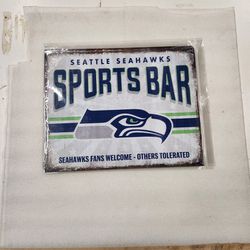Seattle Seahawks Sports Bar Football Metal Sign 