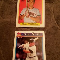 Alan Trammel Topps Baseball Trading Cards 2pc