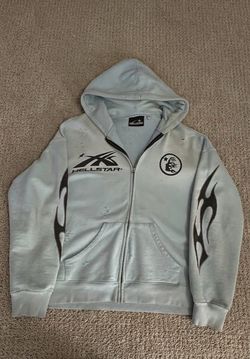 XL Hellstar Zip-Up Hoodie Light Blue