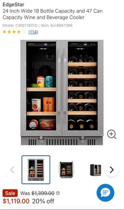 Brand New EdgeStar CWB1761FD Dual Zone Wine & Beverage Cooler