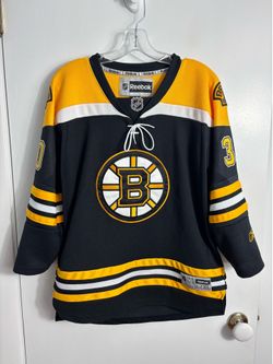 Reebok Boston Bruins Tim Thomas #30 NHL Hockey Jersey Youth L/XL Black Yellow