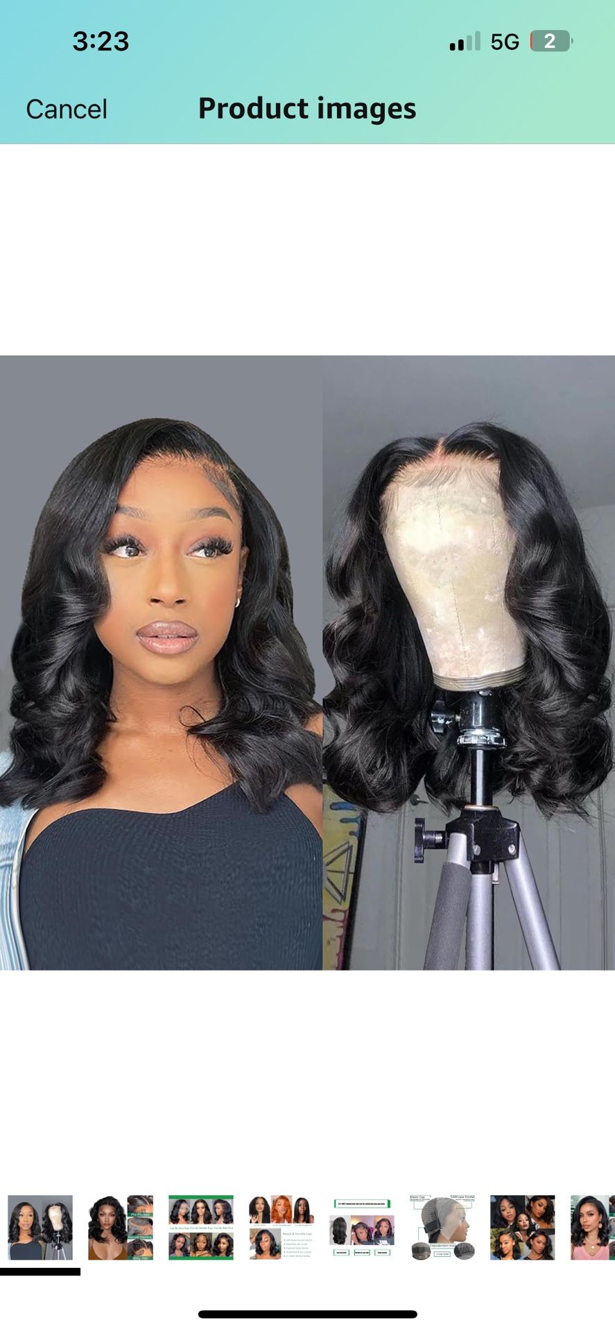 Human hair body frontal Bob Wig 