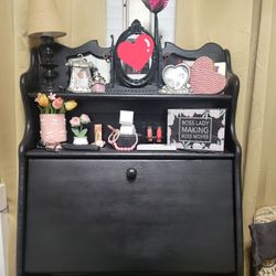 Vintage Antique Looking Secretary Desk Vanity Type Book Shelf 