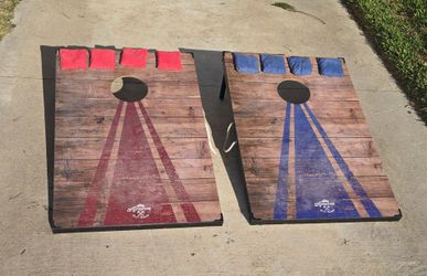 Cornhole Set Regulation Size Wooden Boards Bean Bag Toss Game Portable Carry