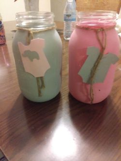 Mason jars used for baby shower