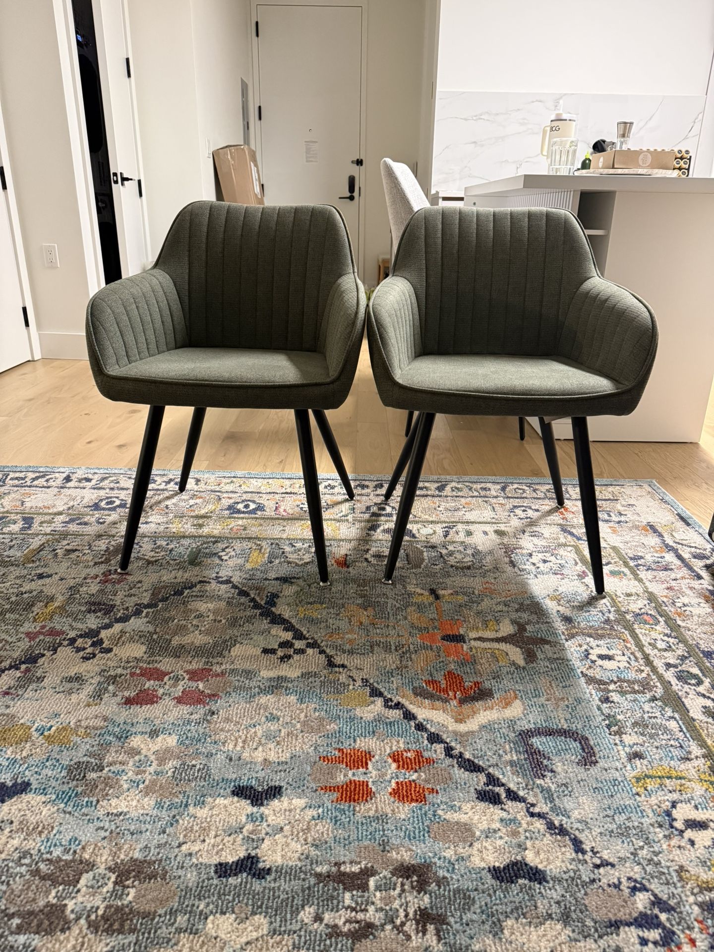 Upholstered Dining Chairs With Arm (Set Of 2)