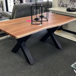 Solid Wood Live Edge Dining Table 