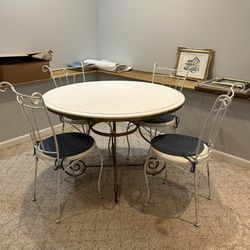 Wood And Metal Table And Chairs 