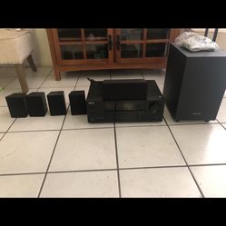 Onkyo Home Audio Theater Receiver & 4 Surround Speakers, & Subwoofer 4K  