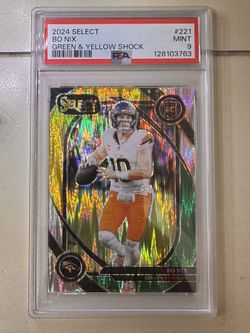2024 Select Bo Nix Green Yellow Shock #26 PSA 9 Denver Broncos