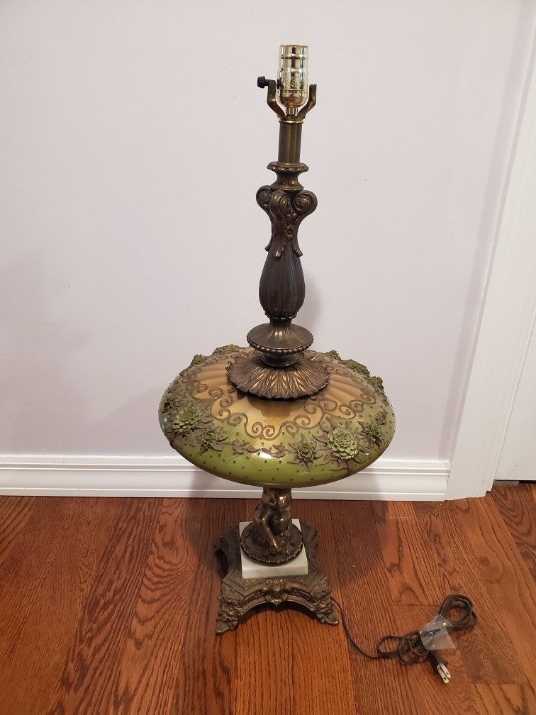 Antique Table LAMP, Patinated Surface 32" tall newer electrical
