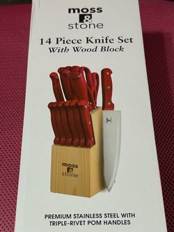 Moss & Stone 14-Piece Knife Set with Wood Block