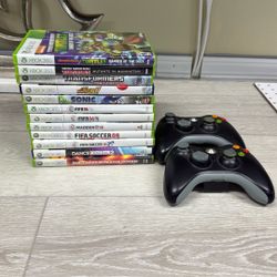 XBOX 360 Games And Two Controllers 