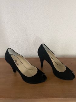Women’s Black Suede Peep Toe Heels