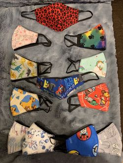 Dog paws, pigs, dinosaurs, unicorn, trucks, Lion King, Avengers, Frozen, Thomas the train, dinosaur skeleton, Mickey and Minnie BRAND NEW face mask f