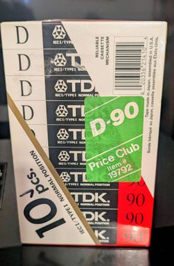 New old stock Price Club TDK D-90 Blank Cassette Tapes 10-Pack