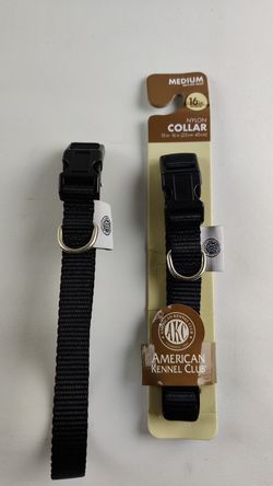 Adjustable Dog Collar, American Kennel Club 10"-16" Nylon Medium Black