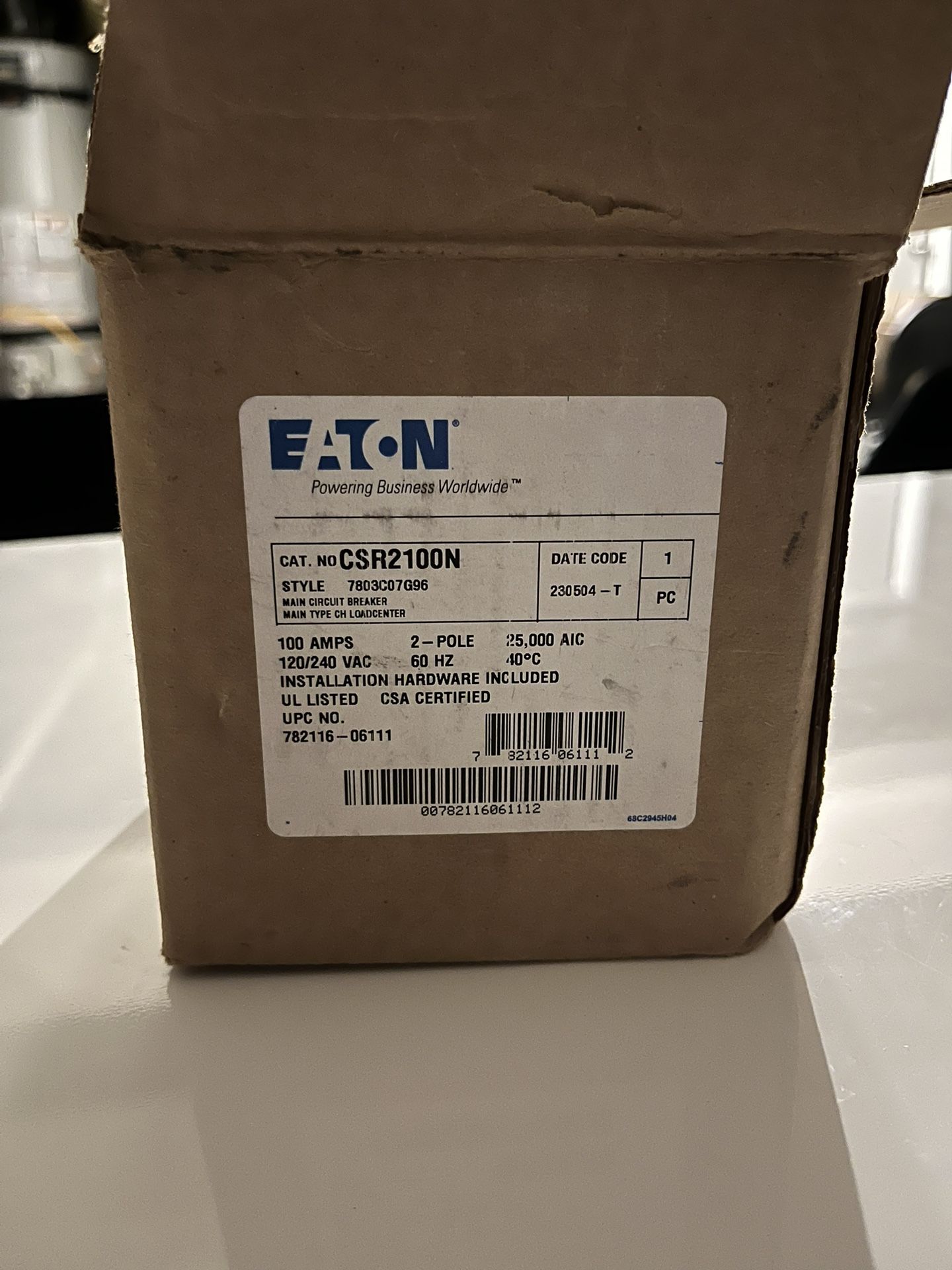 CSR2100N - Cutler Hammer Plug-In 240V 100A 2 pole circuit breaker 25kA@240V