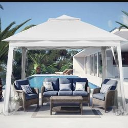 On Sale!! 11x11 ft Gazebo Tent with Mosquito Netting, Water Resistance. White Color