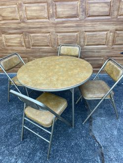 Vintage folding Samsonite 40" Round Folding Table & 4 Chairs