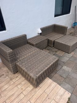 Outdoor Wicker Modular Sectional Set