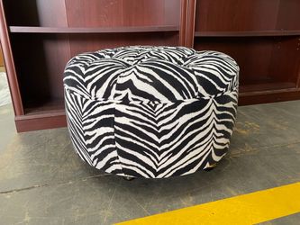Rolling Zebra Print Ottoman