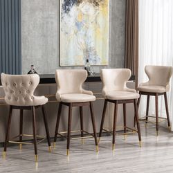 Beige Bar Stool Set of 4