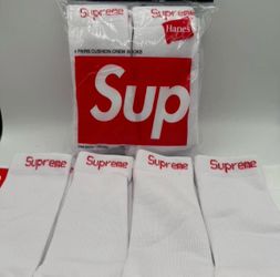 Supreme x Hanes Crew Socks 4-Pack White