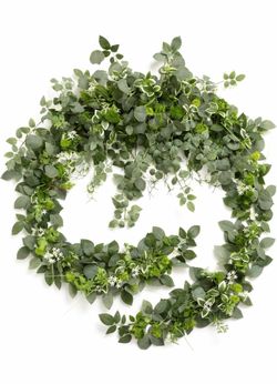 Ling's Moment 9FT Flower Garland for Backdrop Decorations - Wedding Arch Flowers, Eucalyptus & Rose, Artificial Floral Garland for Mantle - Sweetheart