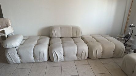 Modular Tufted Sectional Sofa Cream