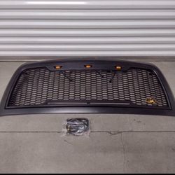 10-12 dodge ram 2500/3500 mesh grille with amber led lights parrilla con luces